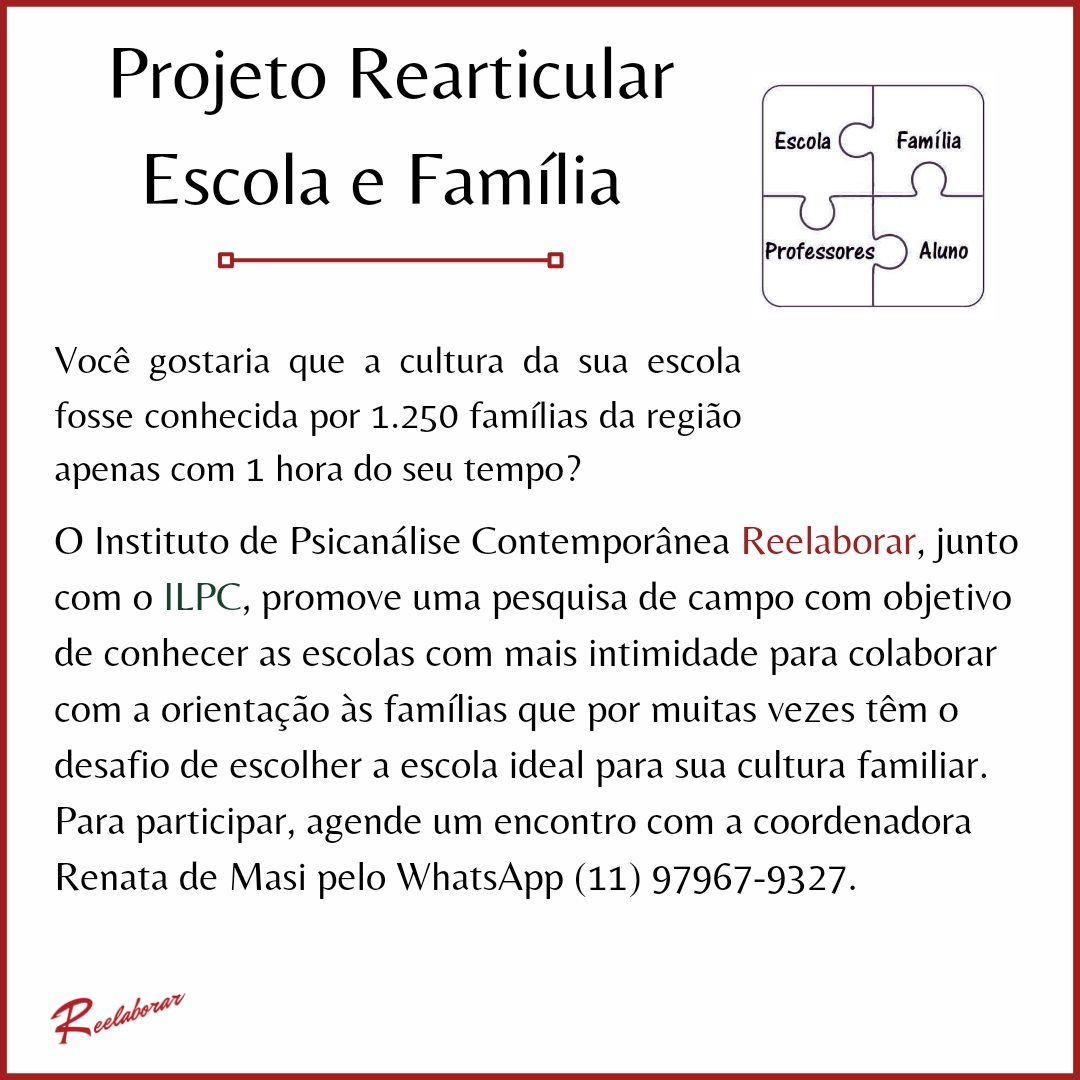 Imagem flyer projeto Escola e família